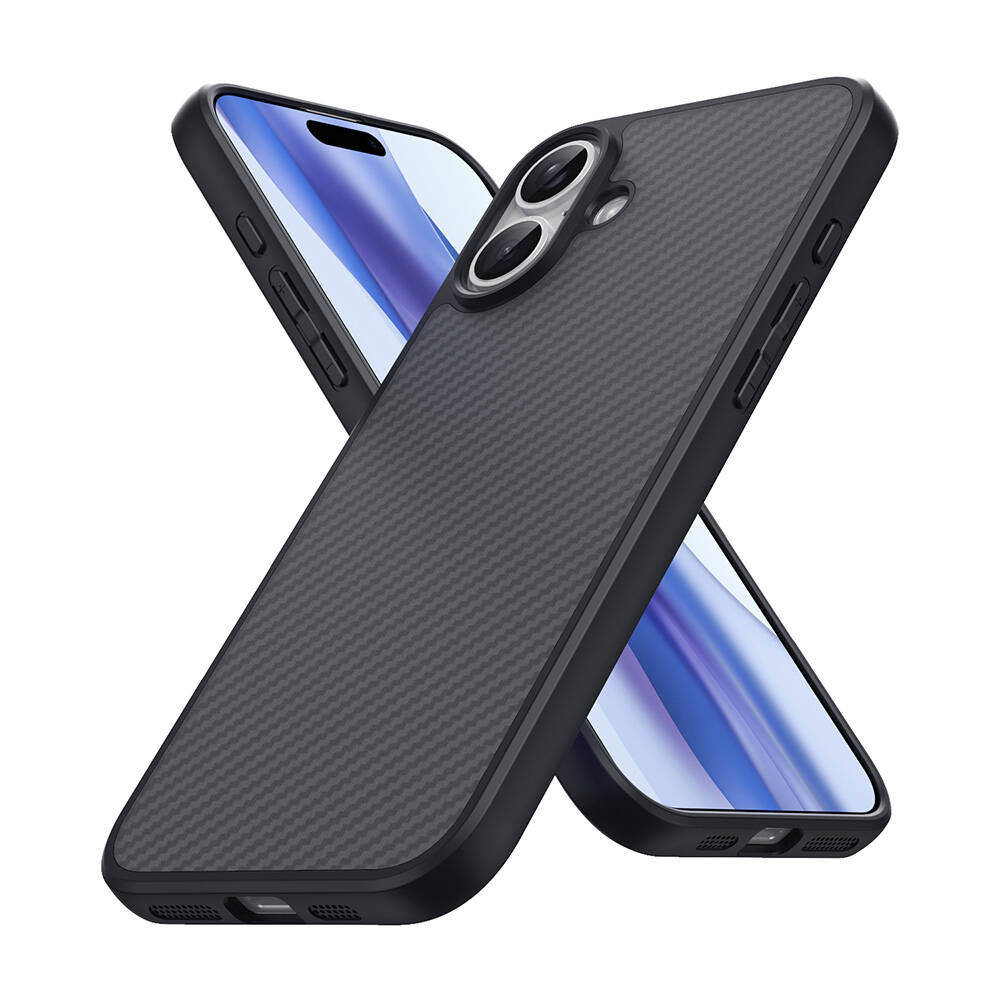 Apple iPhone 16 Kılıf M-safe Şarj Özellikli Karbon Fiber Tasarımlı Zore Elnino Kapak