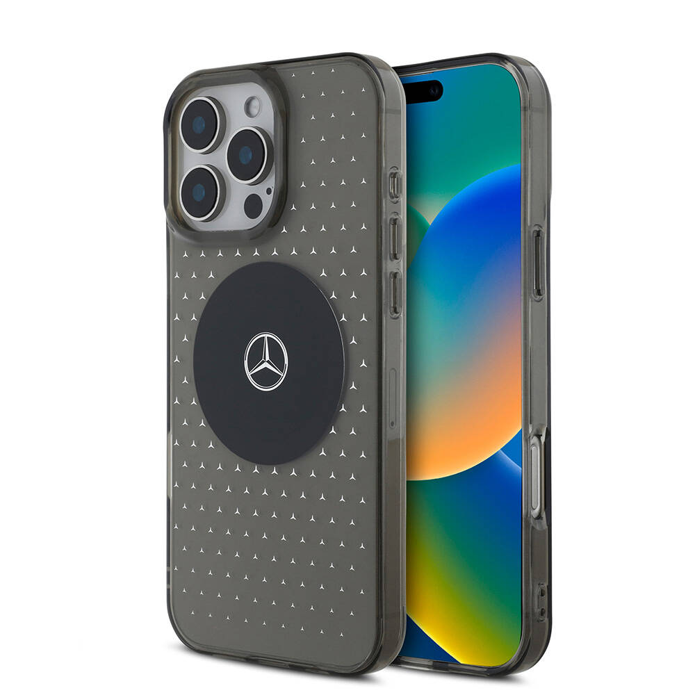 Apple iPhone 16 Pro Max Kılıf Mercedes Benz Orjinal Lisanslı M-safe Şarj Özellikli Yıldız Desenli Transparan Kapak