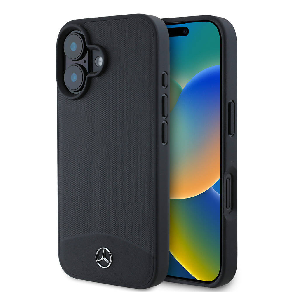 Apple iPhone 16 Kılıf Mercedes Benz Orjinal Lisanslı M-safe Şarj Özellikli Dokulu ve Düz Deri Kapak