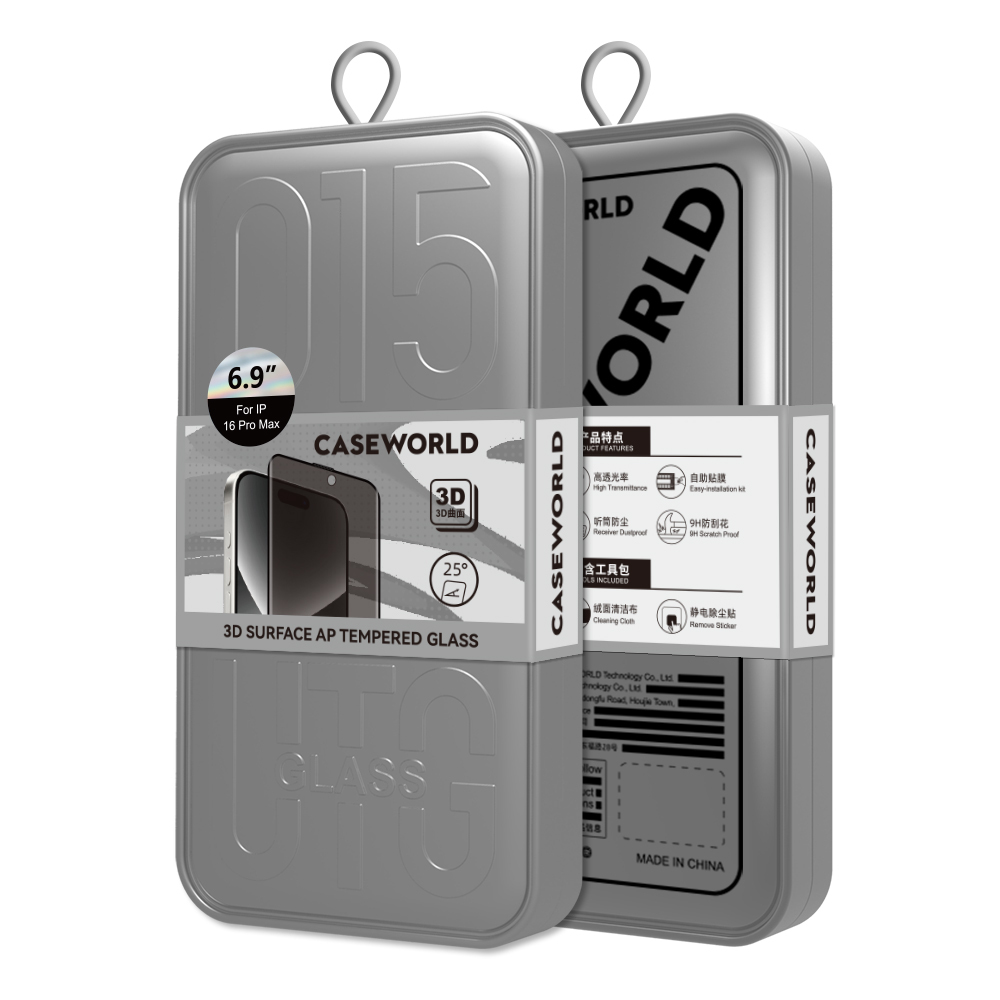 Apple iPhone 16 Plus CaseWorld 0.25mm Privacy 3D Temperli Cam Ekran Koruyucu + Uygulama Aparatlı - Görsel 5