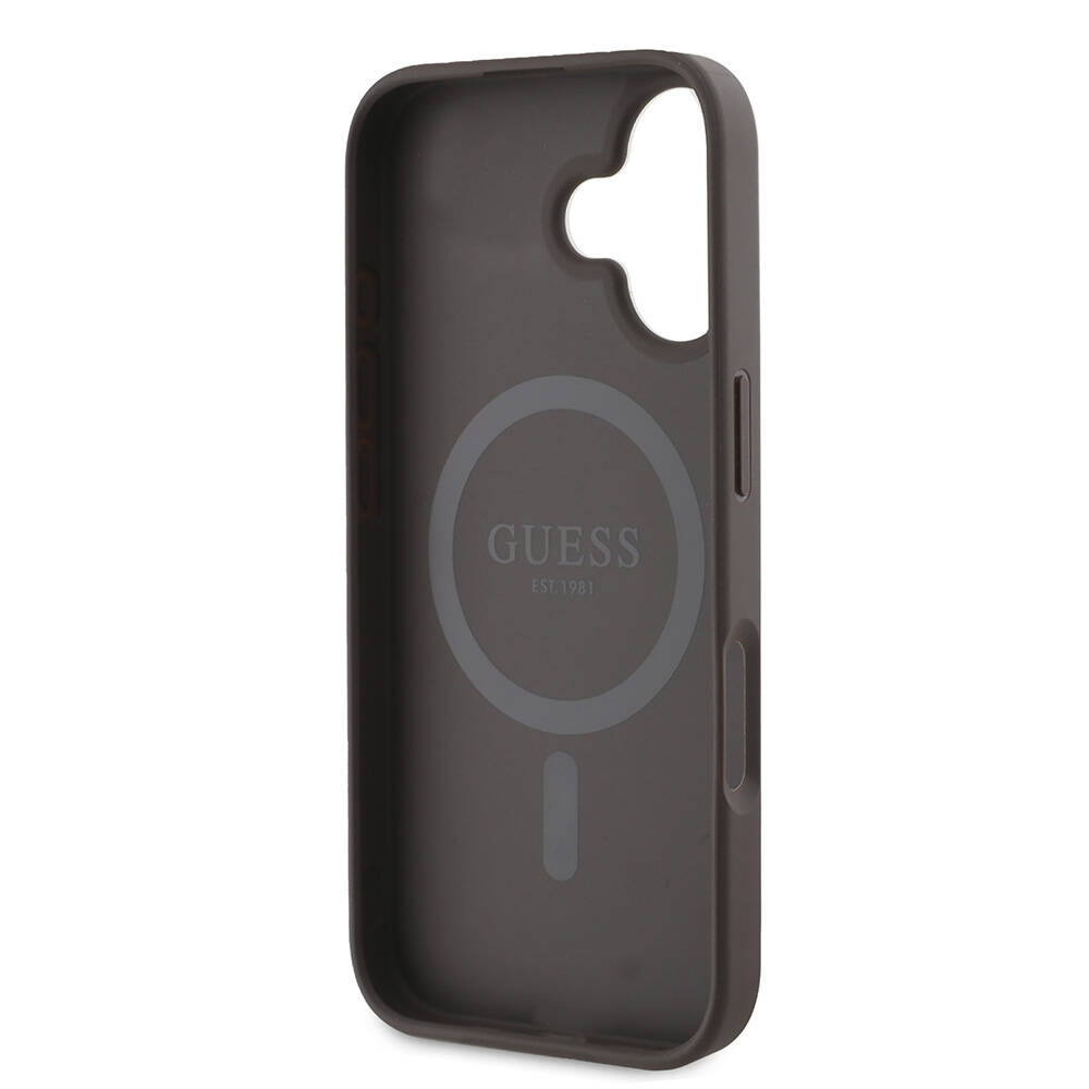 Apple iPhone 16 Plus Kılıf Guess Orjinal Lisanslı M-safe Şarj Özellikli 4G Şerit Tasarımlı Printed Kapak - Görsel 3