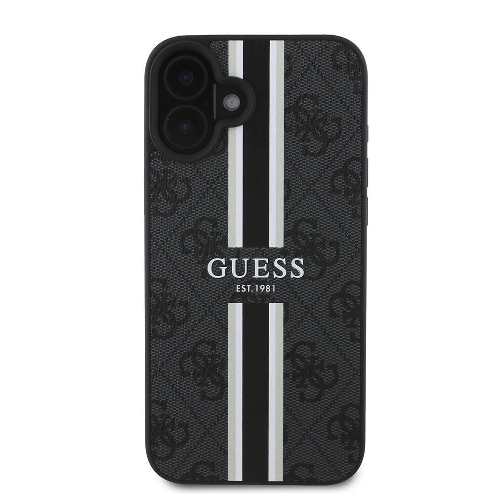 Apple iPhone 16 Plus Kılıf Guess Orjinal Lisanslı M-safe Şarj Özellikli 4G Şerit Tasarımlı Printed Kapak - Görsel 10