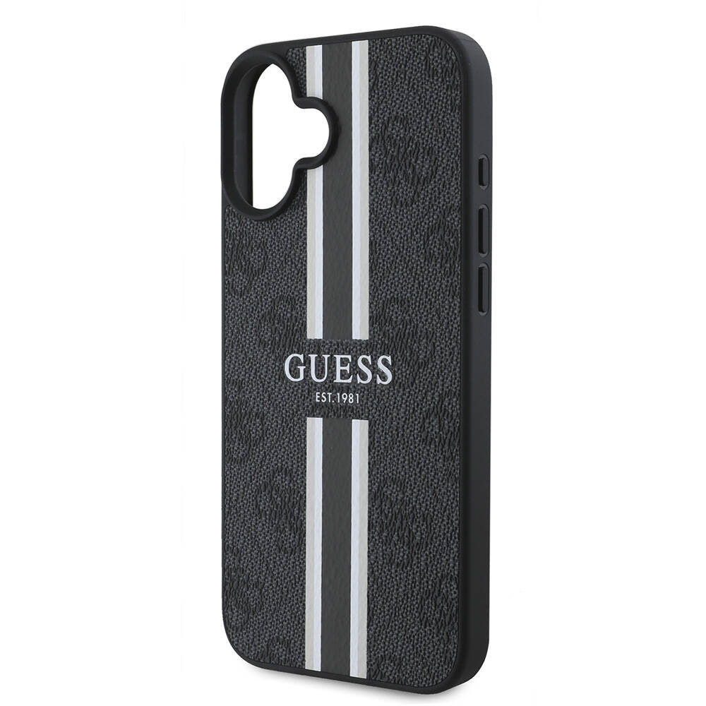 Apple iPhone 16 Plus Kılıf Guess Orjinal Lisanslı M-safe Şarj Özellikli 4G Şerit Tasarımlı Printed Kapak - Görsel 13