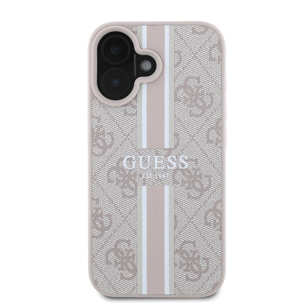 Apple iPhone 16 Plus Kılıf Guess Orjinal Lisanslı M-safe Şarj Özellikli 4G Şerit Tasarımlı Printed Kapak - Görsel 17