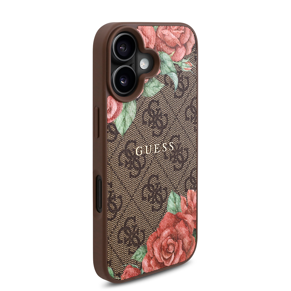 Apple iPhone 16 Plus Kılıf Guess Orjinal Lisanslı M-safe Şarj Özellikli Gül Baskılı 4G Desenli Yazı Logolu Kapak - Görsel 11