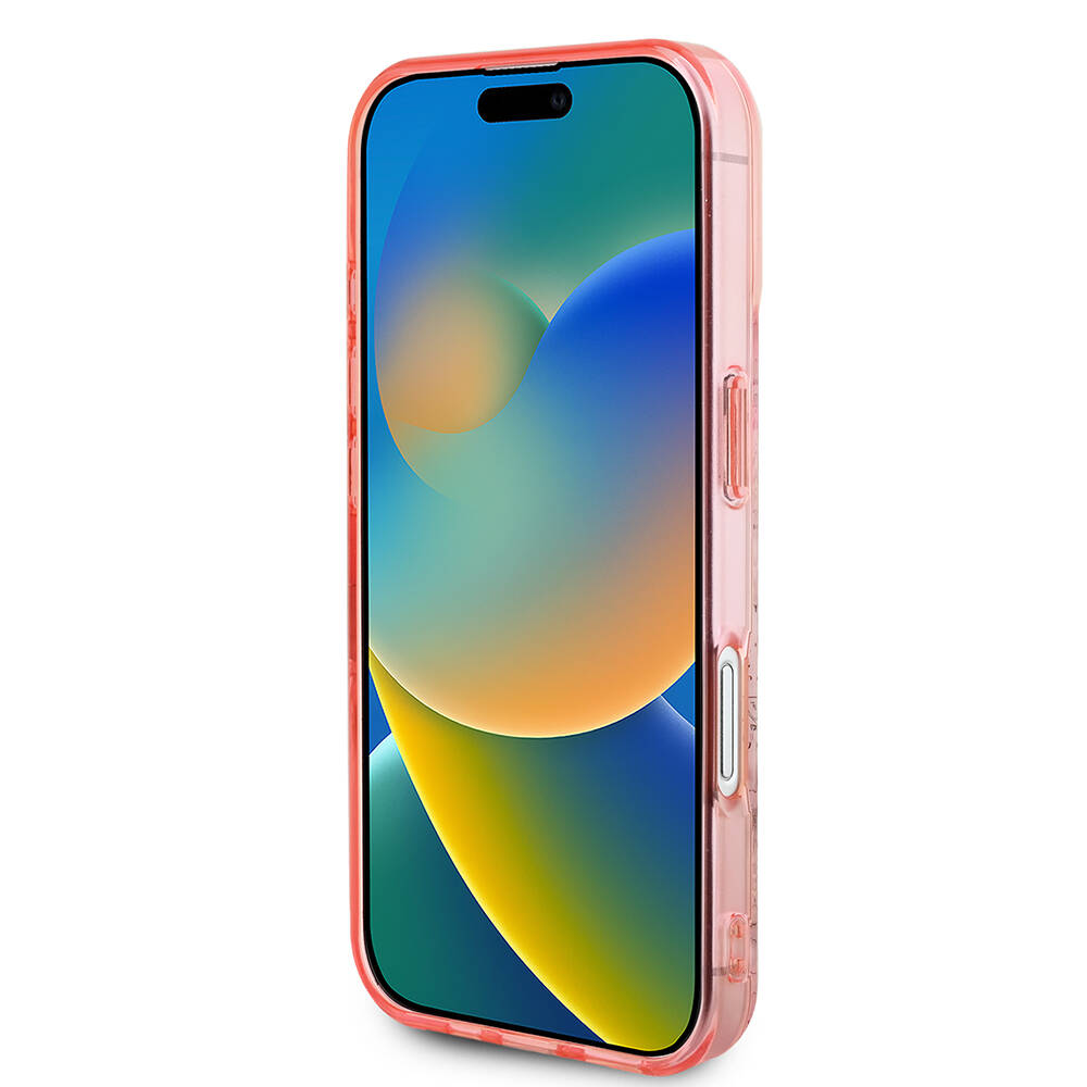 Apple iPhone 16 Plus Kılıf Guess Orjinal Lisanslı M-safe Şarj Özellikli IML Baskılı Yazı Logolu Flower Tonal Circle Kapak - Görsel 5