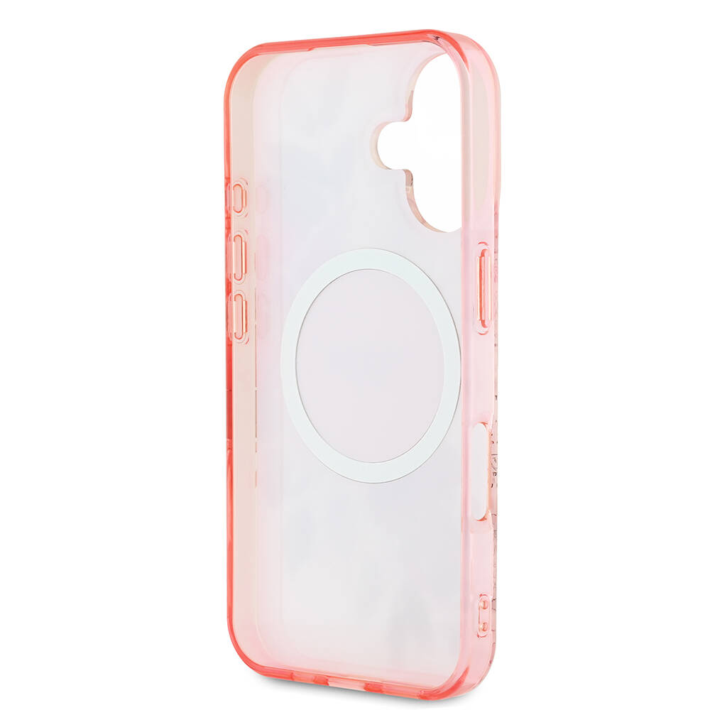Apple iPhone 16 Plus Kılıf Guess Orjinal Lisanslı M-safe Şarj Özellikli IML Baskılı Yazı Logolu Flower Tonal Circle Kapak - Görsel 7