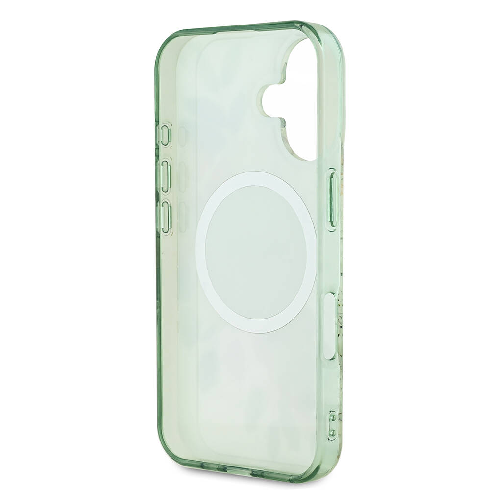 Apple iPhone 16 Plus Kılıf Guess Orjinal Lisanslı M-safe Şarj Özellikli IML Baskılı Yazı Logolu Flower Tonal Circle Kapak - Görsel 14