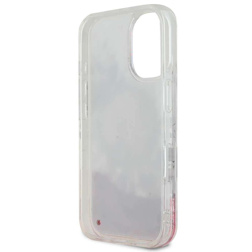 Apple iPhone 16 Plus Kılıf Guess Orjinal Lisanslı M-safe Şarj Özellikli Sıvılı Simli Çiçek Desenli Kapak - Görsel 7