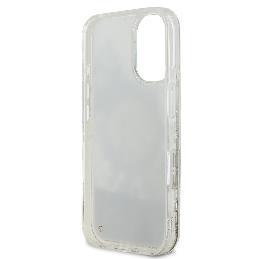 Apple iPhone 16 Plus Kılıf Guess Orjinal Lisanslı M-safe Şarj Özellikli Sıvılı Simli Çiçek Desenli Kapak - Görsel 14