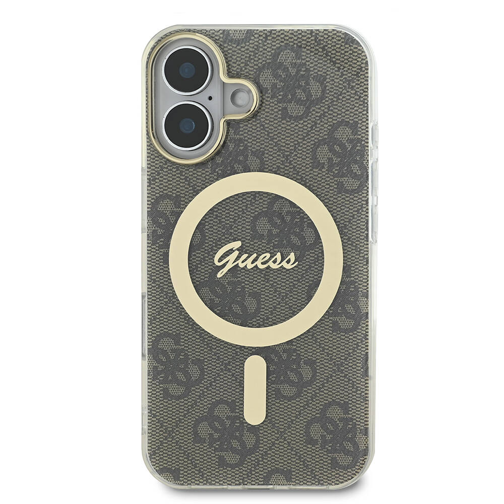 Apple iPhone 16 Plus Kılıf Guess Orjinal Lisanslı M-safe Şarj Özellikli Yazı Logolu 4G Desenli Kapak - Görsel 3