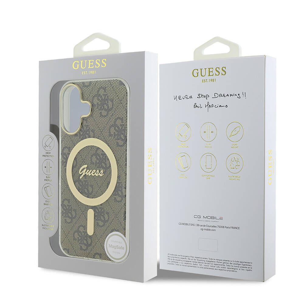 Apple iPhone 16 Plus Kılıf Guess Orjinal Lisanslı M-safe Şarj Özellikli Yazı Logolu 4G Desenli Kapak - Görsel 8