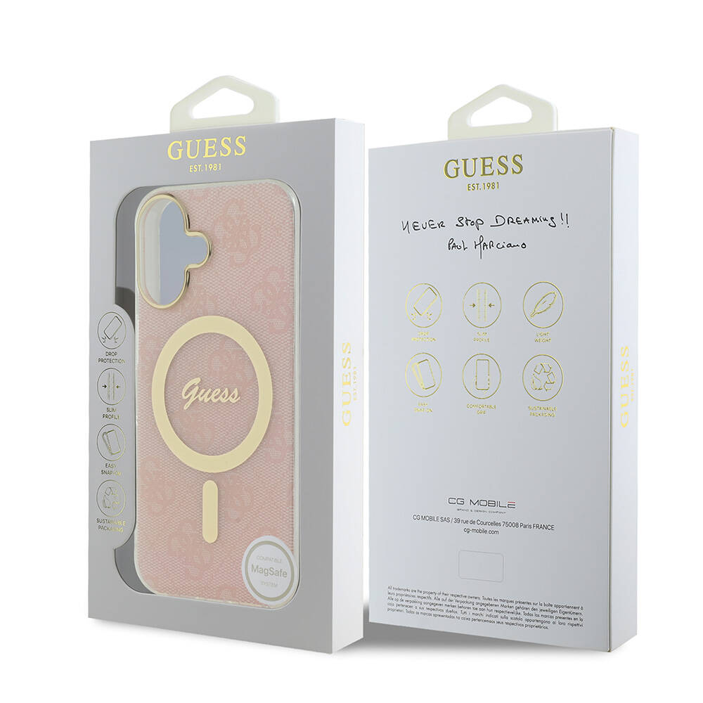 Apple iPhone 16 Plus Kılıf Guess Orjinal Lisanslı M-safe Şarj Özellikli Yazı Logolu 4G Desenli Kapak - Görsel 16