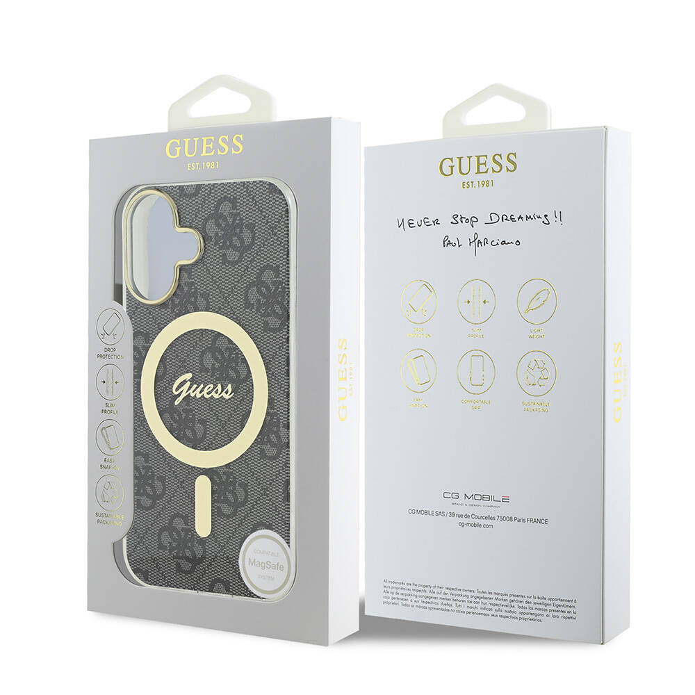 Apple iPhone 16 Plus Kılıf Guess Orjinal Lisanslı M-safe Şarj Özellikli Yazı Logolu 4G Desenli Kapak - Görsel 24