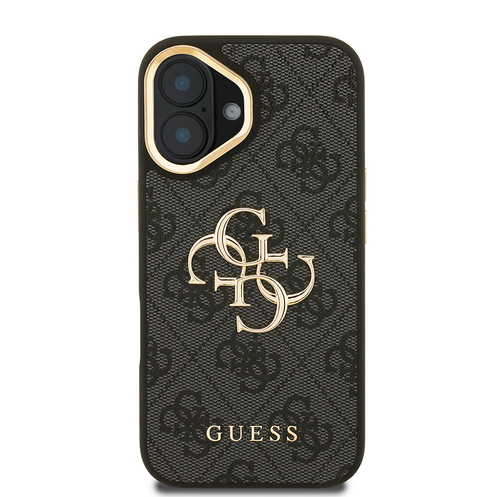 Apple iPhone 16 Plus Kılıf Guess Orjinal Lisanslı PU Deri 4G Desenli Metal Büyük 4G ve Yazı Logolu Kamera Standlı Kapak - Görsel 3