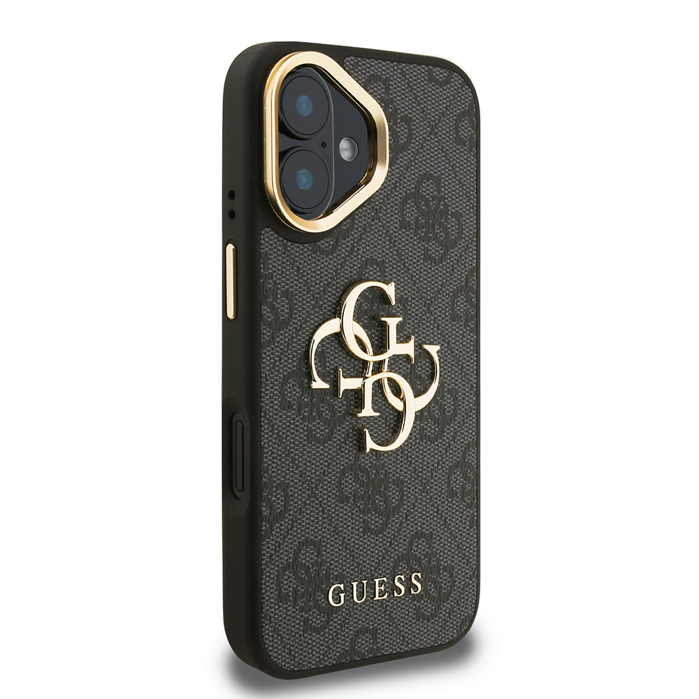 Apple iPhone 16 Plus Kılıf Guess Orjinal Lisanslı PU Deri 4G Desenli Metal Büyük 4G ve Yazı Logolu Kamera Standlı Kapak - Görsel 4