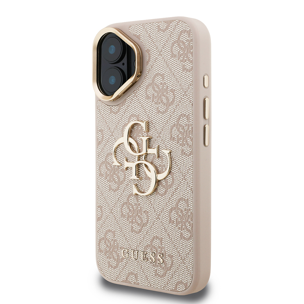 Apple iPhone 16 Plus Kılıf Guess Orjinal Lisanslı PU Deri 4G Desenli Metal Büyük 4G ve Yazı Logolu Kamera Standlı Kapak - Görsel 9
