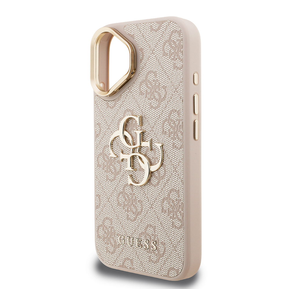 Apple iPhone 16 Plus Kılıf Guess Orjinal Lisanslı PU Deri 4G Desenli Metal Büyük 4G ve Yazı Logolu Kamera Standlı Kapak - Görsel 13