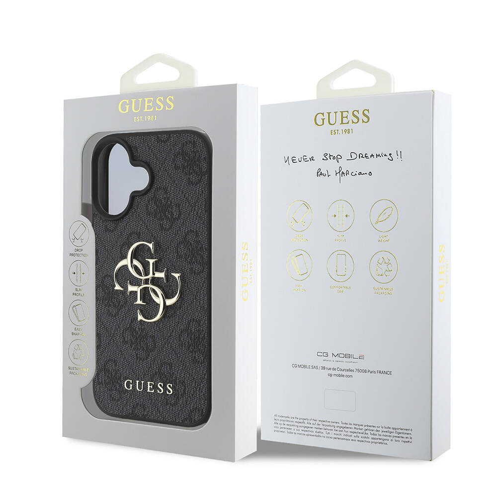 Apple iPhone 16 Plus Kılıf Guess Orjinal Lisanslı PU Deri 4G Desenli Metal Büyük 4G ve Yazı Logolu Kapak - Görsel 8