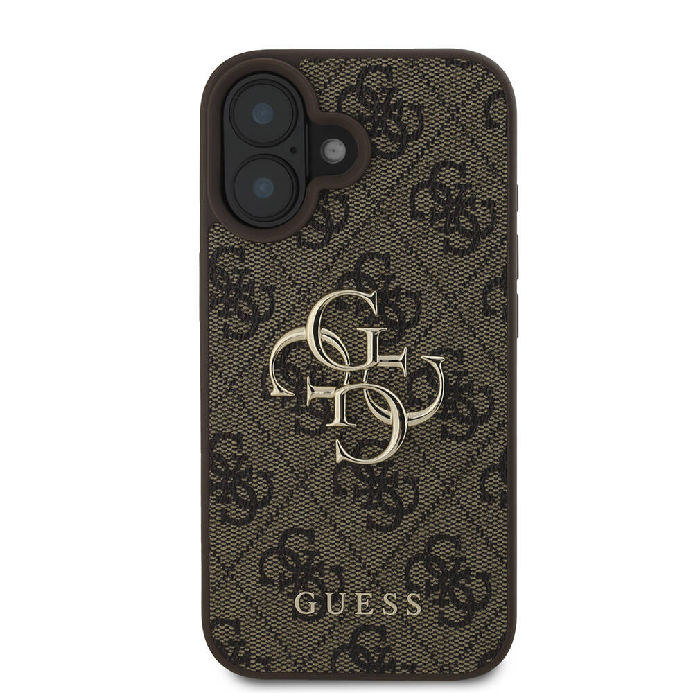 Apple iPhone 16 Plus Kılıf Guess Orjinal Lisanslı PU Deri 4G Desenli Metal Büyük 4G ve Yazı Logolu Kapak - Görsel 10