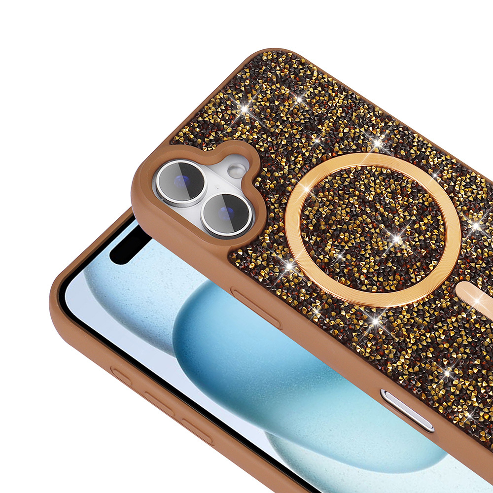 Apple iPhone 16 Plus Kılıf Pırlanta Tasarımlı M-safe Şarj Özellikli Zore Mozaik Silikon Kapak - Görsel 5