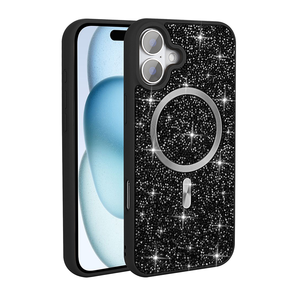 Apple iPhone 16 Plus Kılıf Pırlanta Tasarımlı M-safe Şarj Özellikli Zore Mozaik Silikon Kapak - Görsel 3