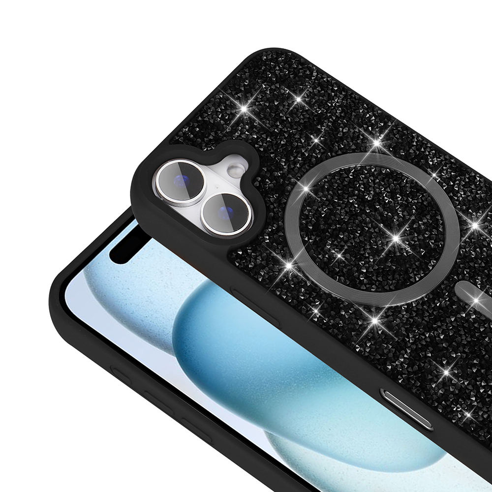 Apple iPhone 16 Plus Kılıf Pırlanta Tasarımlı M-safe Şarj Özellikli Zore Mozaik Silikon Kapak - Görsel 6