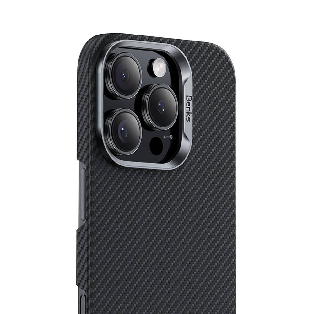 Apple iPhone 16 Pro Kılıf Benks M-safe Şarj Özellikli Magnetik ArmorAir 600D Kevlar Fiber Kapak - Görsel 3