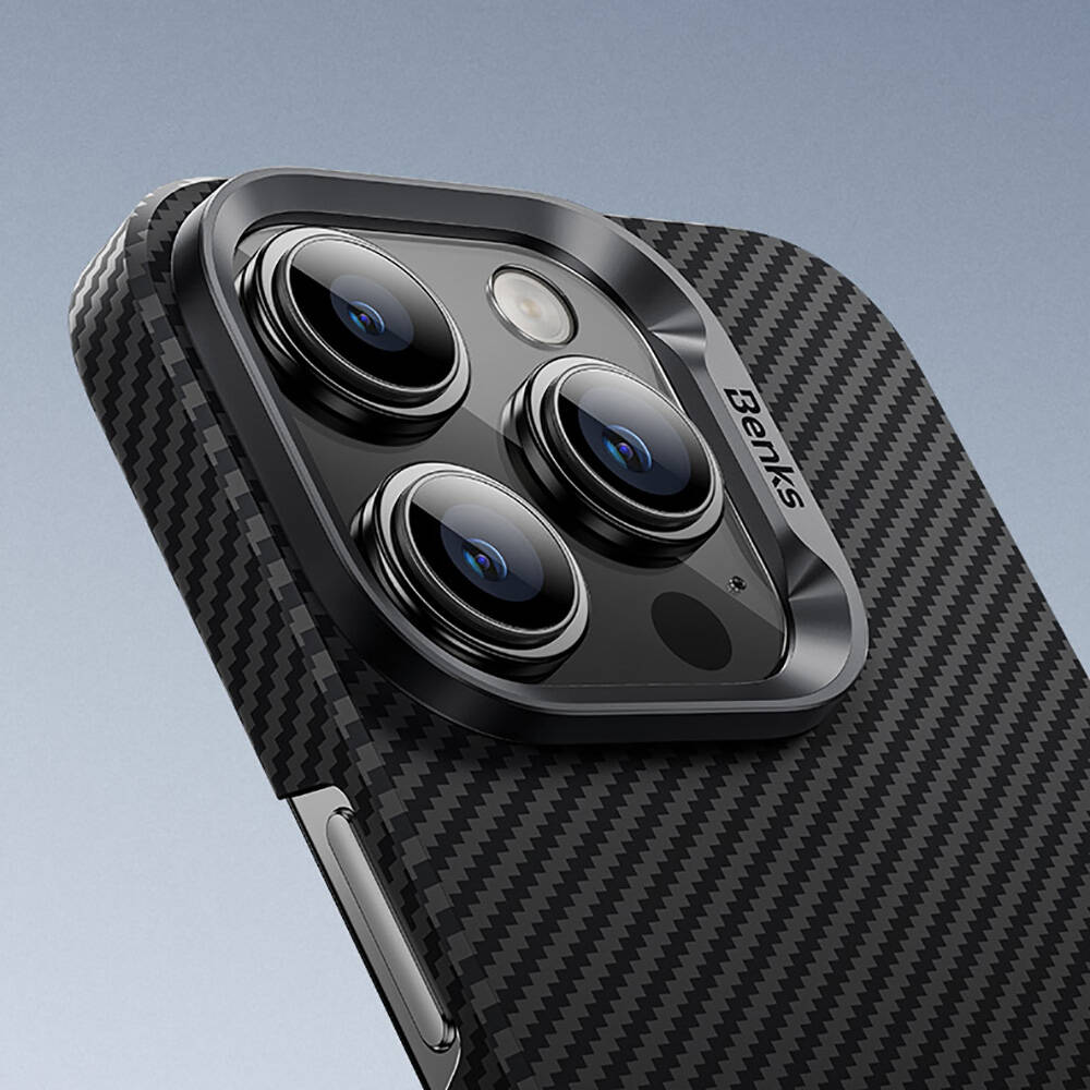 Apple iPhone 16 Pro Kılıf Benks M-safe Şarj Özellikli Magnetik ArmorAir 600D Kevlar Fiber Kapak - Görsel 11
