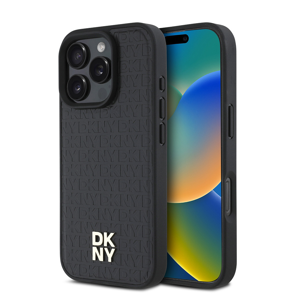 Apple iPhone 16 Pro Kılıf DKNY Orjinal Lisanslı M-safe Şarj Özellikli 3D Yazılı Repeat Pattern Kapak
