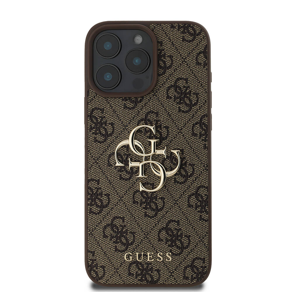 Apple iPhone 16 Pro Kılıf Guess Orjinal Lisanslı PU Deri 4G Desenli Metal Büyük 4G ve Yazı Logolu Kapak - Görsel 10