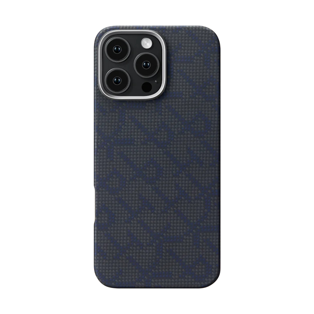 Apple iPhone 16 Pro Kılıf M-safe Şarj Özellikli Aramid Fiber Pitaka Tactile Woven Monogram Serisi Kapak
