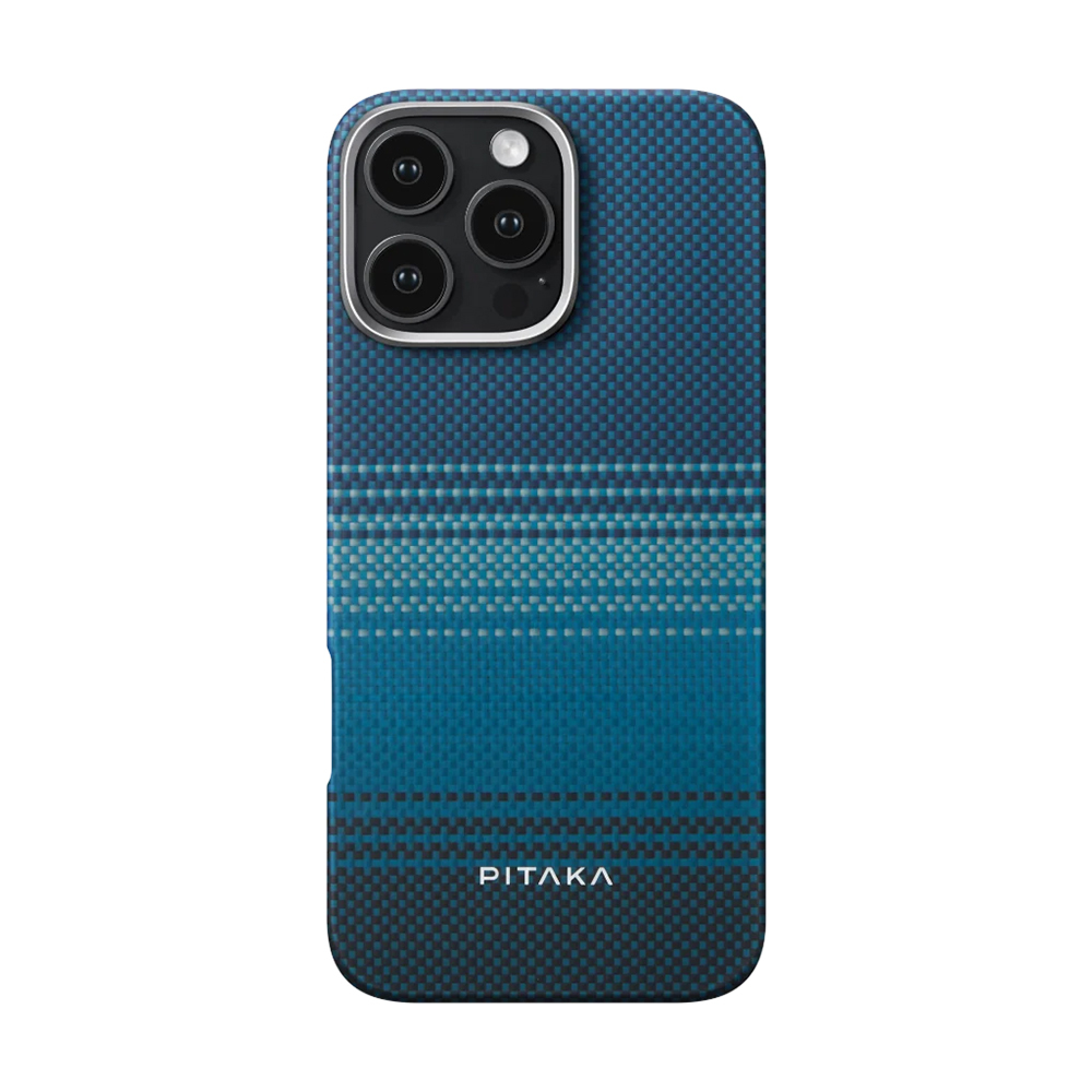 Apple iPhone 16 Pro Kılıf M-safe Şarj Özellikli Aramid Fiber Pitaka Tactile Woven Sunset-Moonrise Serisi Moonrise Kapak