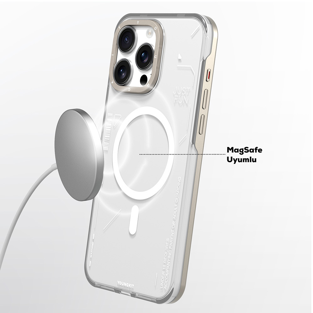 Apple iPhone 16 Pro Kılıf M-safe Şarj Özellikli Çıkarılabilir Arka Yüzeyli Youngkit Mecha Kapak - Görsel 3