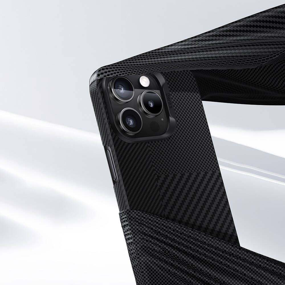 Apple iPhone 16 Pro Kılıf M-safe Şarj Özellikli Karbon Fiber Benks Montage ArmorAir Kevlar Kapak