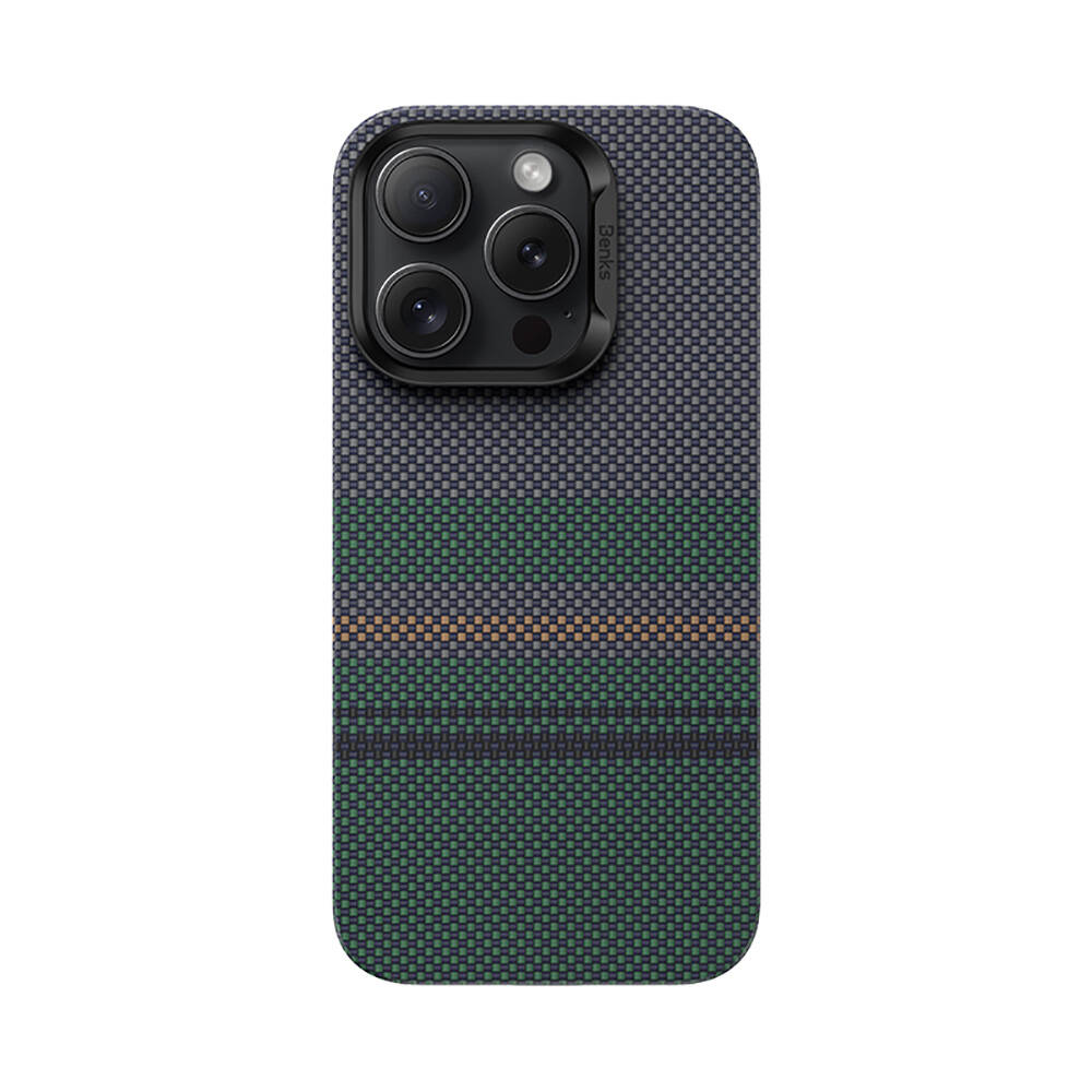 Apple iPhone 16 Pro Kılıf M-safe Şarj Özellikli Karbon Fiber Tasarımlı Benks Aurora ArmorAir Kevlar Kapak - Görsel 2