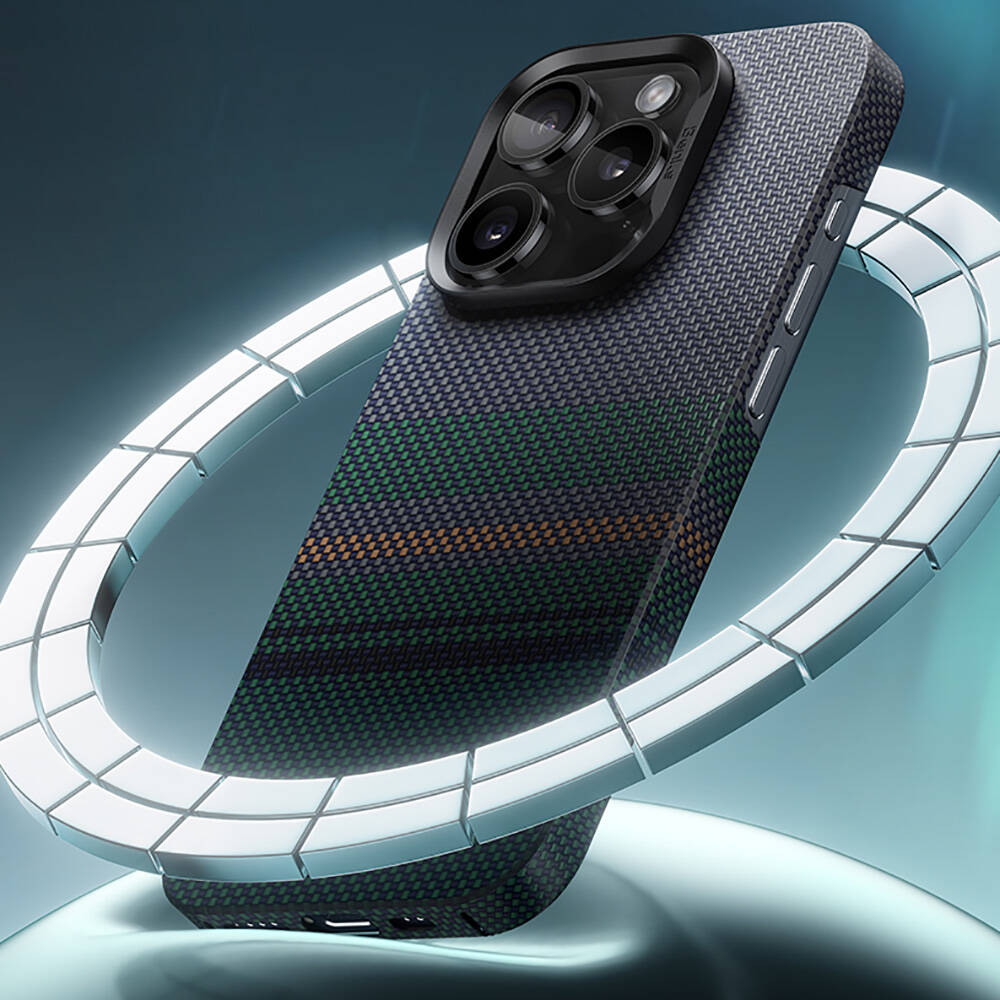 Apple iPhone 16 Pro Kılıf M-safe Şarj Özellikli Karbon Fiber Tasarımlı Benks Aurora ArmorAir Kevlar Kapak - Görsel 12