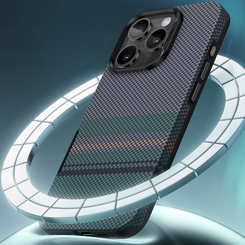 Apple iPhone 16 Pro Kılıf M-safe Şarj Özellikli Karbon Fiber Tasarımlı Benks Aurora ArmorPro Kevlar Kapak
