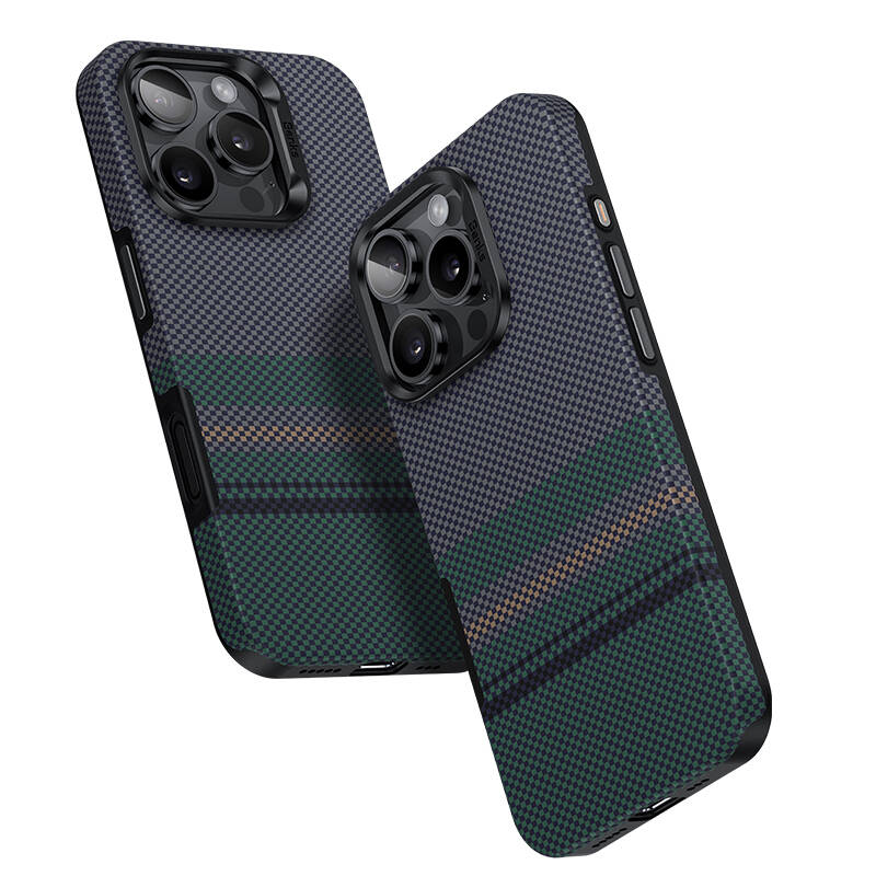 Apple iPhone 16 Pro Kılıf M-safe Şarj Özellikli Karbon Fiber Tasarımlı Benks Aurora ArmorPro Kevlar Kapak