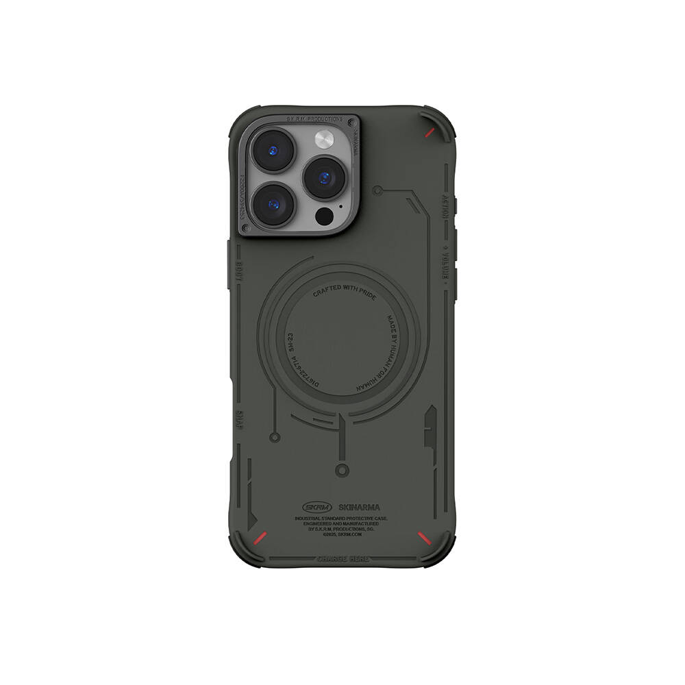 Apple iPhone 16 Pro Kılıf M-safe Şarj Özellikli Metal Kamera Çerçeveli Skinarma Mecha Serisi Kapak
