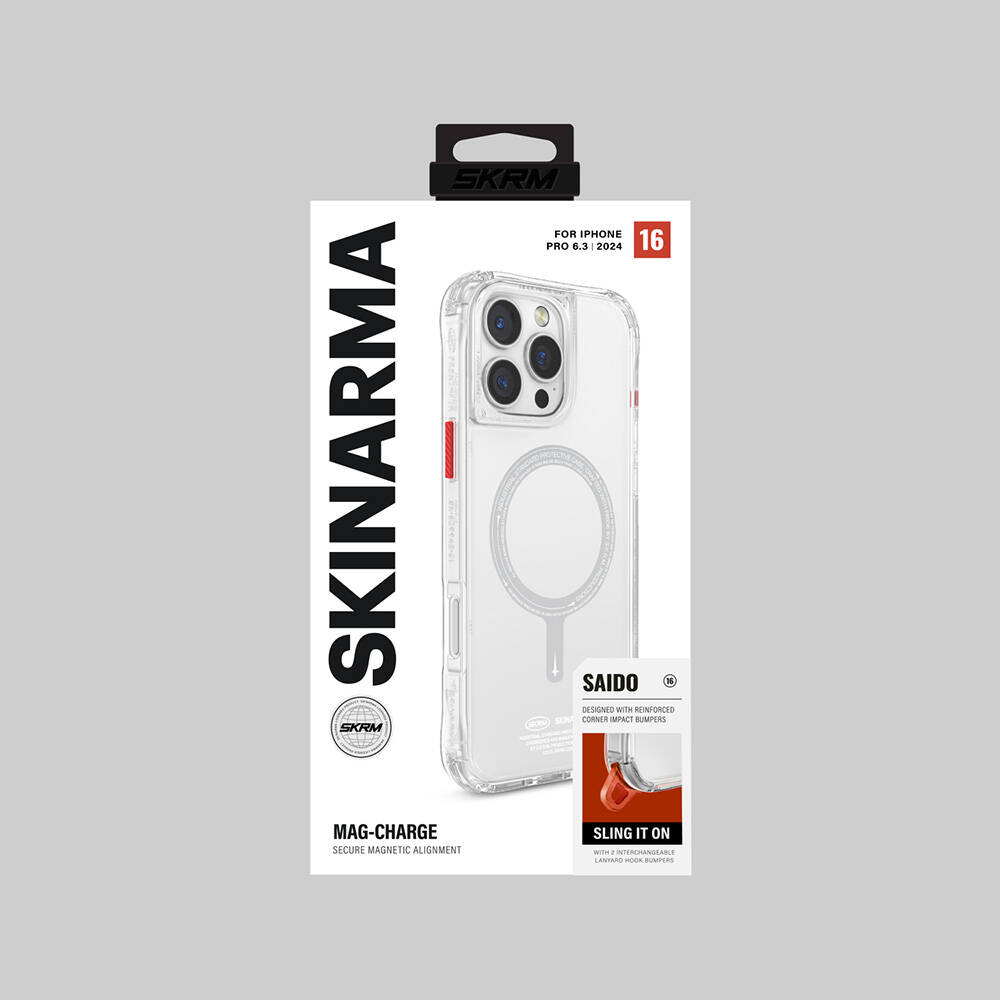 Apple iPhone 16 Pro Kılıf M-safe Şarj Özellikli Şeffaf Airbag Tasarımlı Skinarma Saido Kapak
