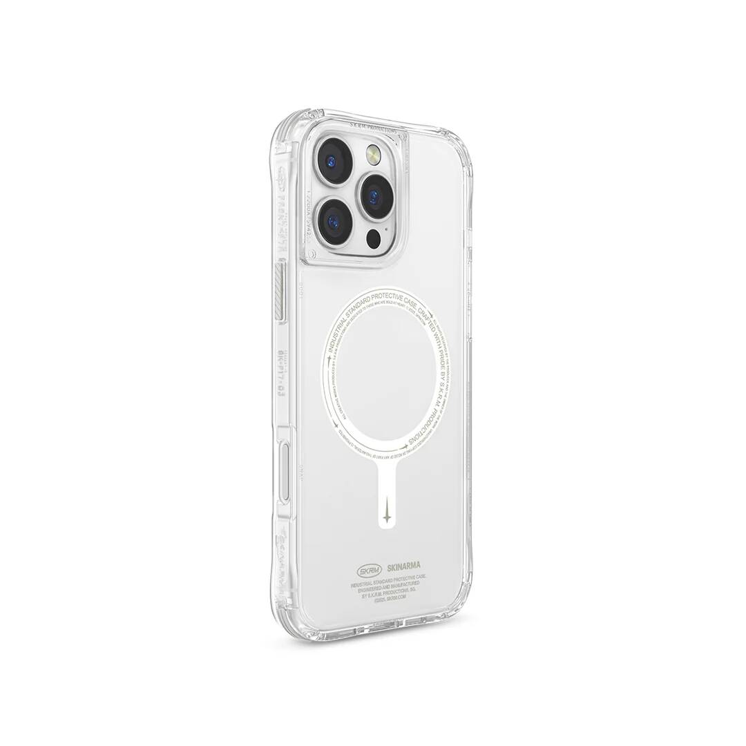 Apple iPhone 16 Pro Kılıf M-safe Şarj Özellikli Şeffaf Airbag Tasarımlı Skinarma Saido Nightglow Kapak