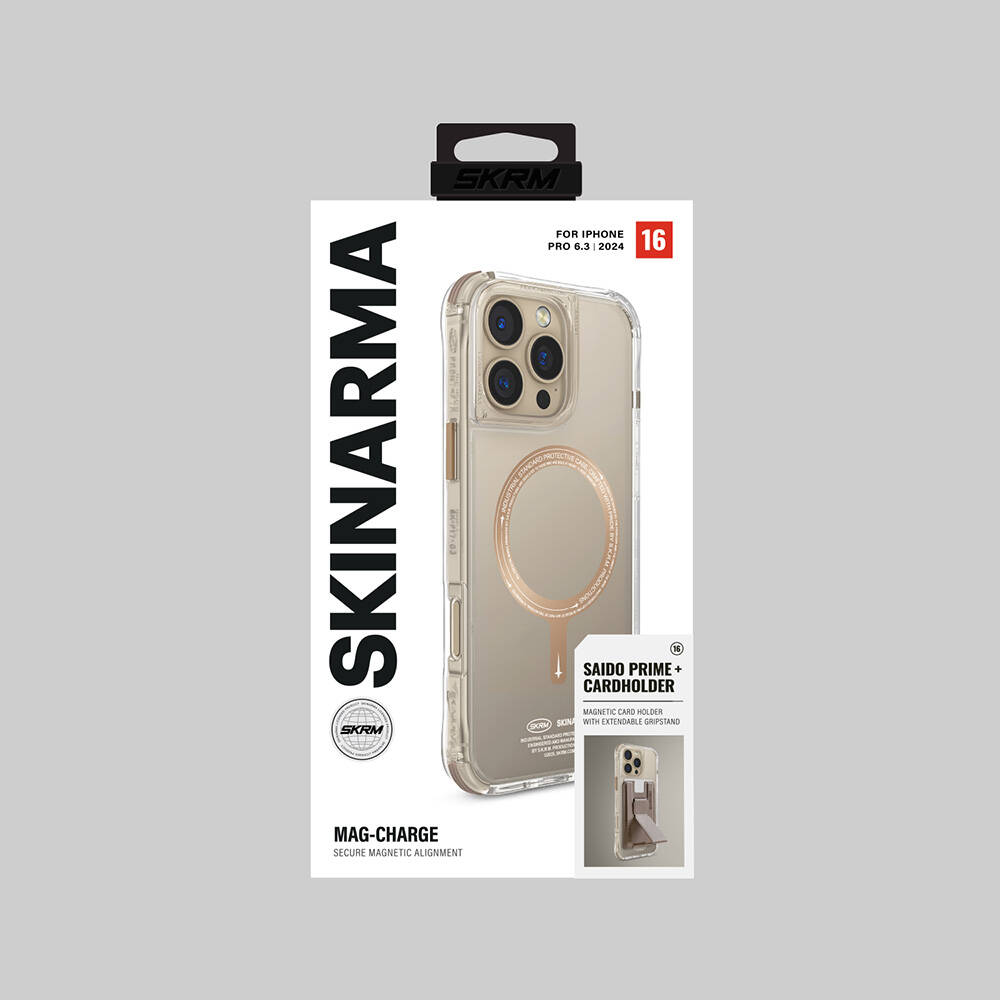 Apple iPhone 16 Pro Kılıf M-safe Şarj Özellikli Şeffaf Airbag Tasarımlı Skinarma Saido Prime Kapak