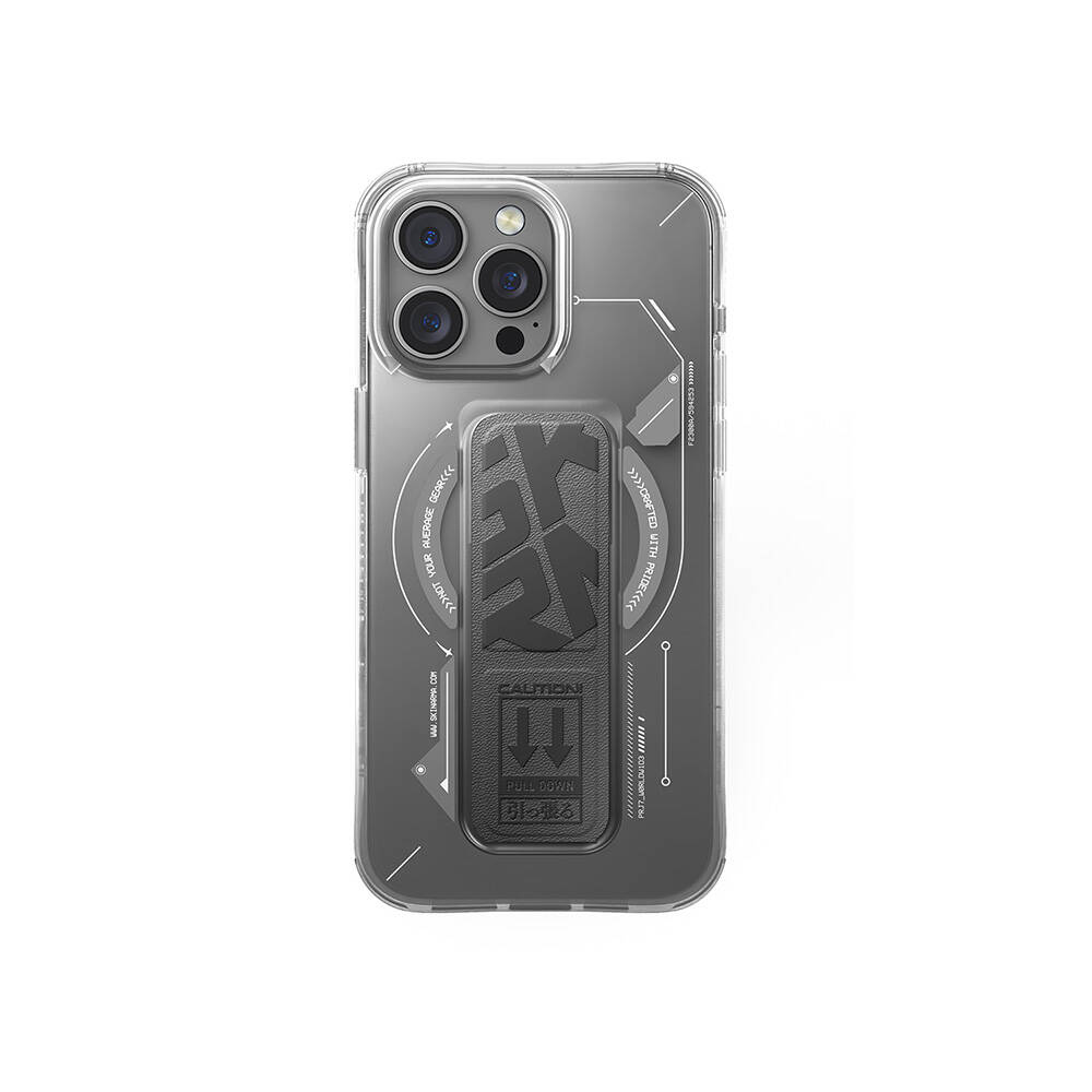 Apple iPhone 16 Pro Kılıf M-safe Şarj Özellikli Teknoloji Desenli Standlı Skinarma Helio Kapak