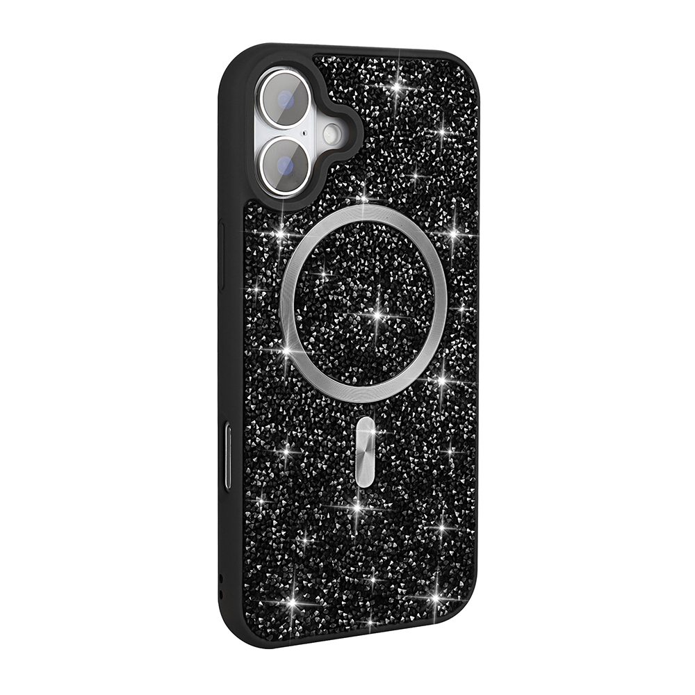 Apple iPhone 16 Pro Kılıf Pırlanta Tasarımlı M-safe Şarj Özellikli Zore Mozaik Silikon Kapak