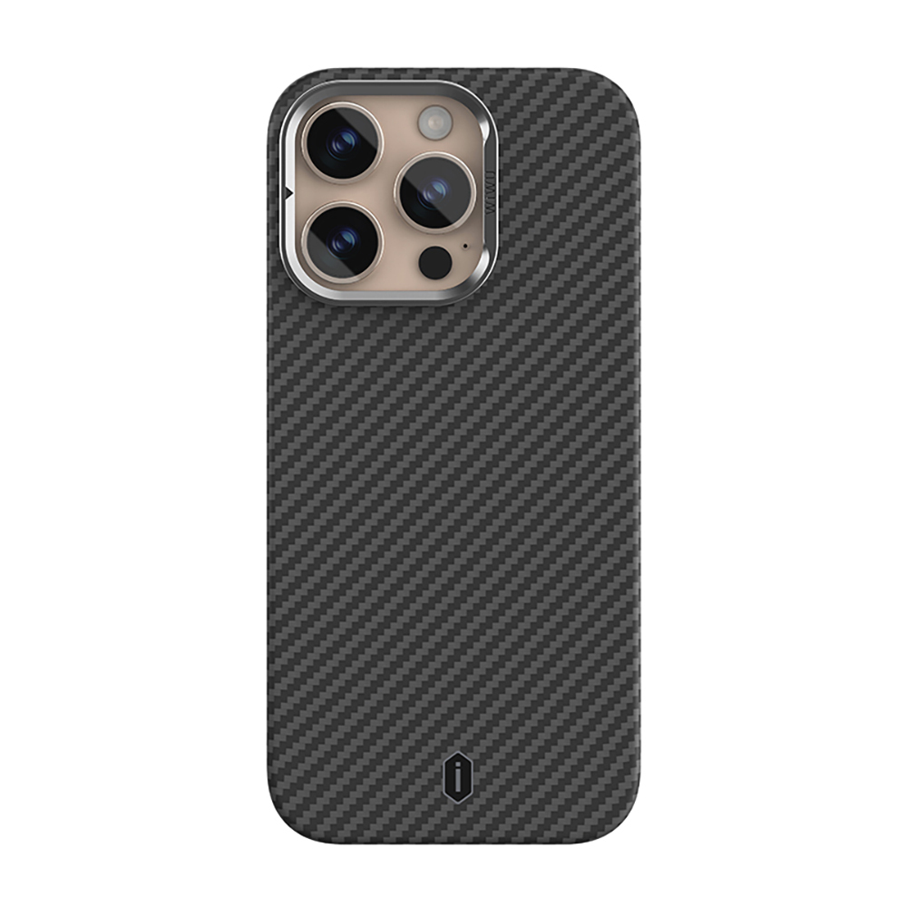 Apple iPhone 16 Pro Kılıf Wiwu DCC-206 M-safe Şarj Özellikli Kamera Standlı Aramid Fiber Tasarım Kevlar Kapak