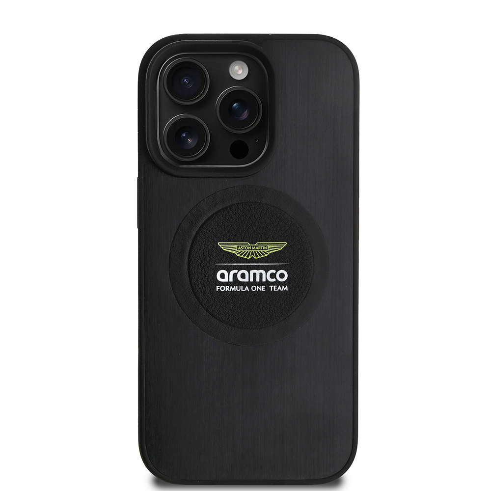 Apple iPhone 16 Pro Max Kılıf Aston Martin Orjinal Lisanslı M-safe Şarj Özellikli Aluminyum Arka Yüzeyli Formula One Team Baskılı Kapak