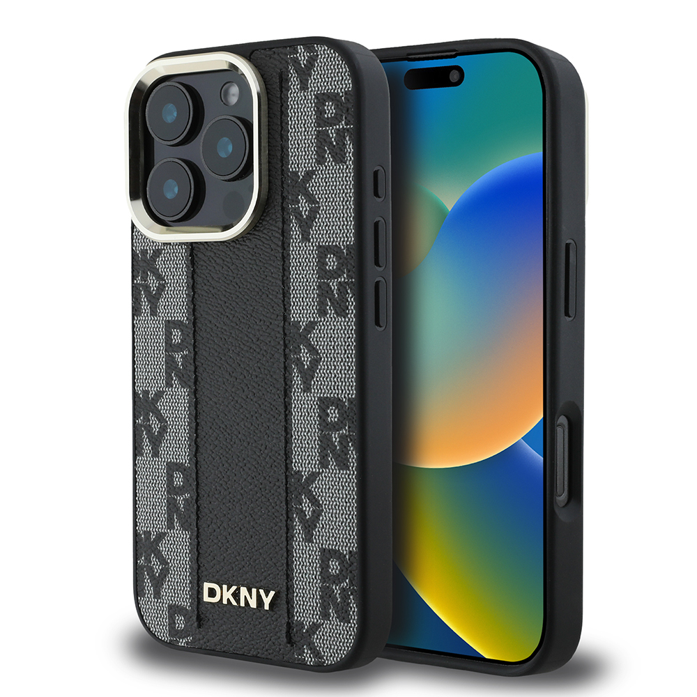 Apple iPhone 16 Pro Max Kılıf DKNY Orjinal Lisanslı M-safe Şarj Özellikli 3D Yazılı Checkered Pattern Kapak