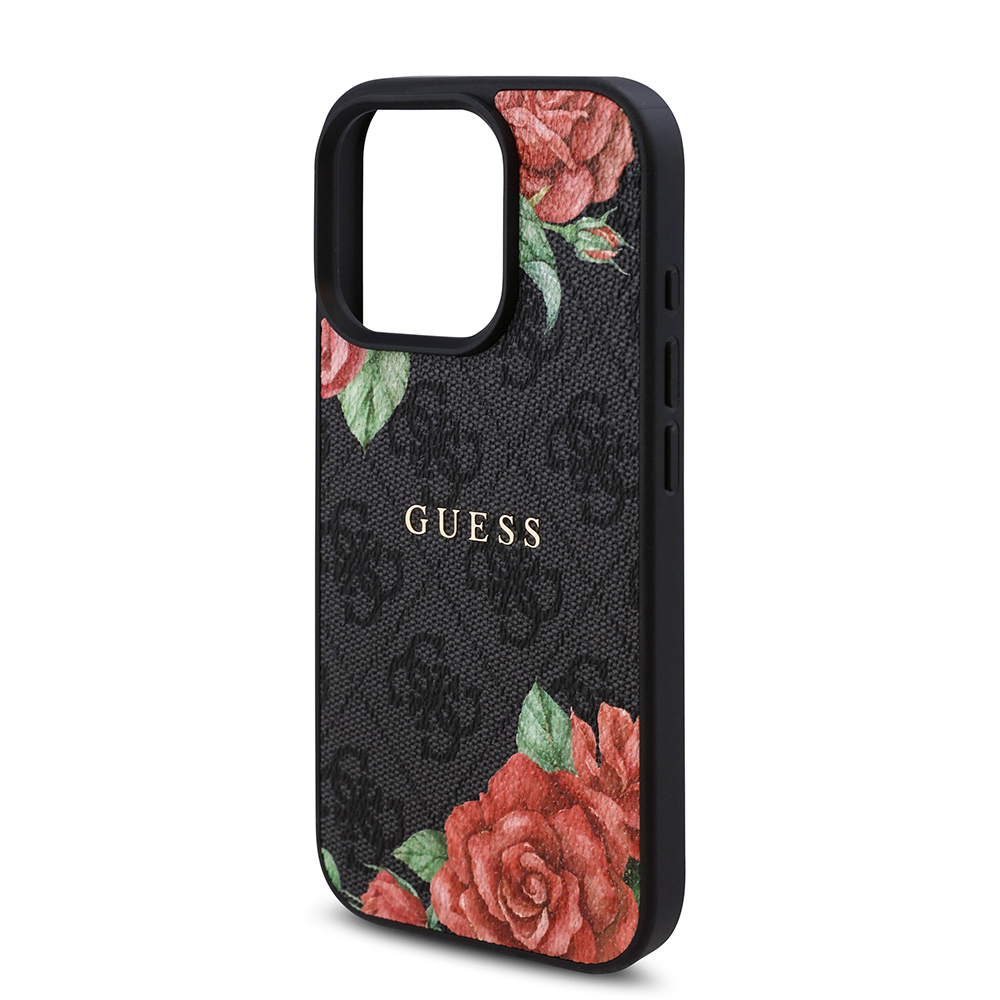 Apple iPhone 16 Pro Max Kılıf Guess Orjinal Lisanslı M-safe Şarj Özellikli Gül Baskılı 4G Desenli Yazı Logolu Kapak - Görsel 6