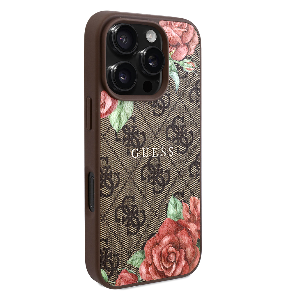 Apple iPhone 16 Pro Max Kılıf Guess Orjinal Lisanslı M-safe Şarj Özellikli Gül Baskılı 4G Desenli Yazı Logolu Kapak - Görsel 11